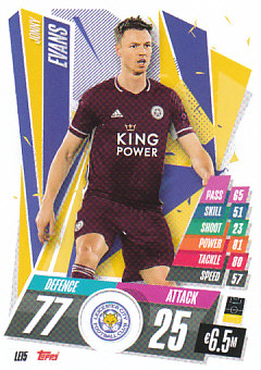 Jonny Evans Leicester City 2020/21 Topps Match Attax CL #LEI05